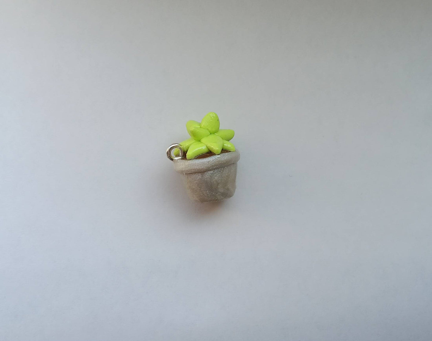 Kawaii white flower pot succulent charms / polymer clay succulent charms / kawaii floral plant charms / succulent charms