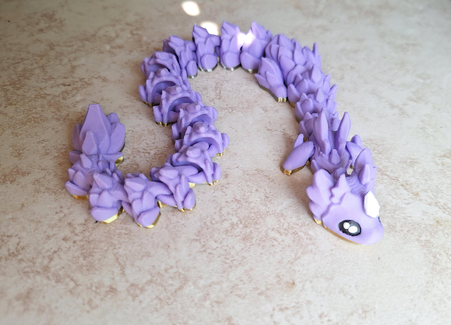 3D articulated gold silver purple dragon Rubikuro and egg / 3d printed desk pet figurine fidget