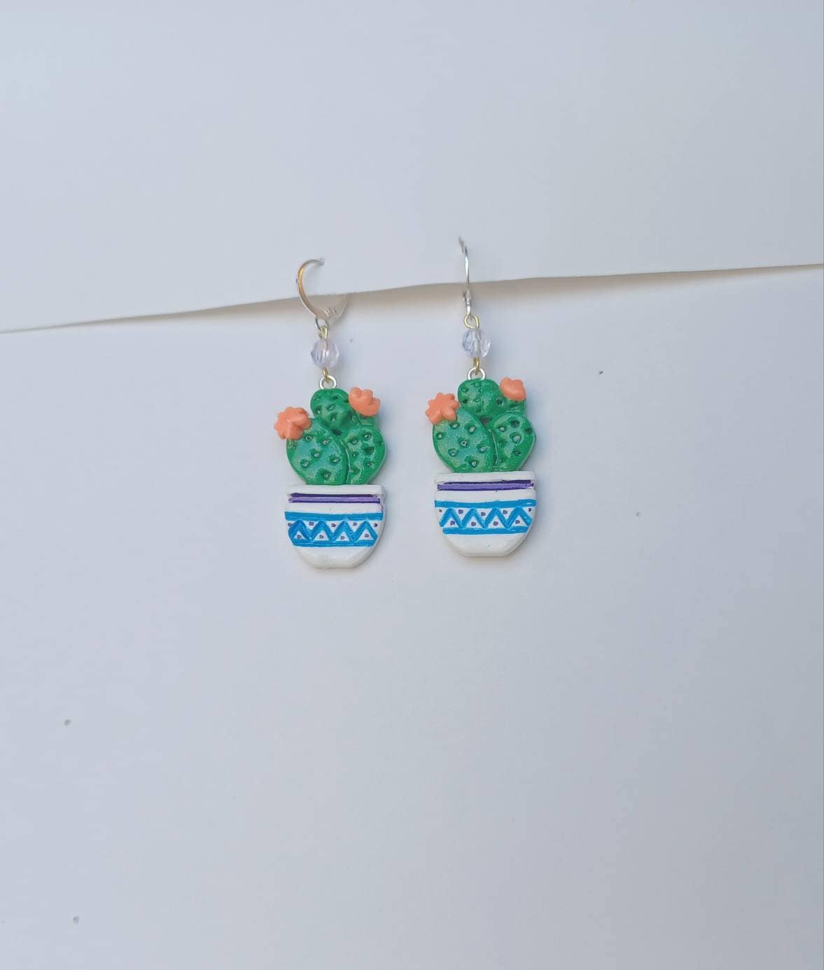 Kawaii cactus earrings / polymer clay cactus plant earrings / kawaii floral plant succulent jewelry / clay cactus
