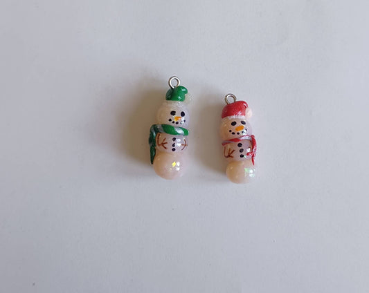 Kawaii opal snowman charms / polymer snowmen charms / kawaii Christmas  jewelry / kawaii Holiday charms