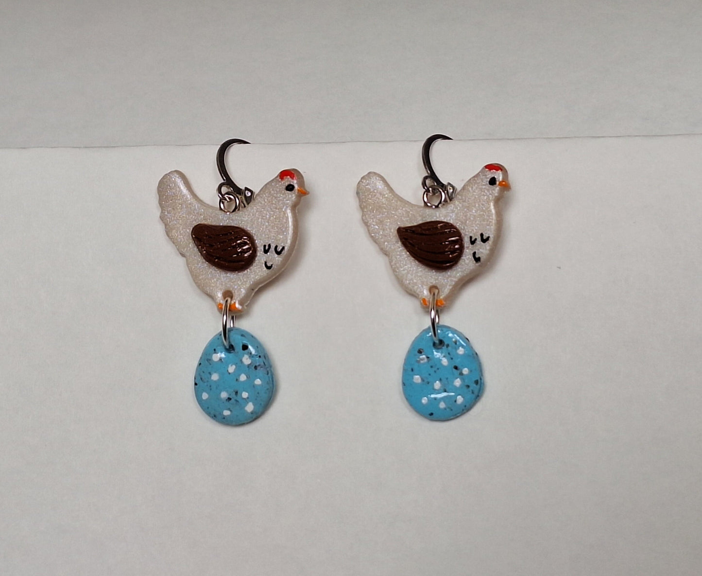 Kawaii clay chicken easter egg earrings / polymer clay spring summer dangle earrings / clay easter earrings jewelry chicken rooster