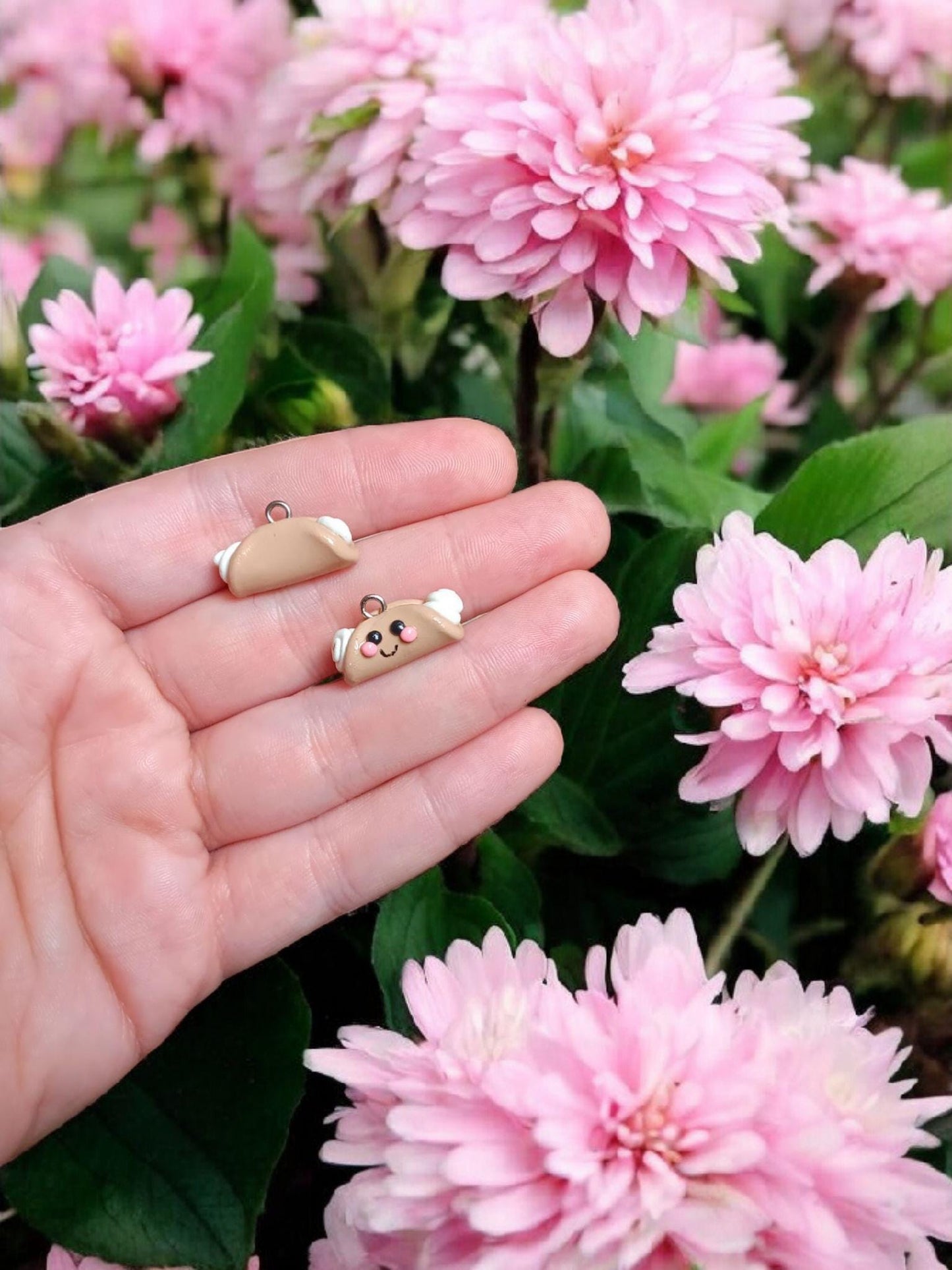 Polymer clay cannoli charms / cute kawaii clay cannoli food charms jewelry stitch marker progress keeper notions