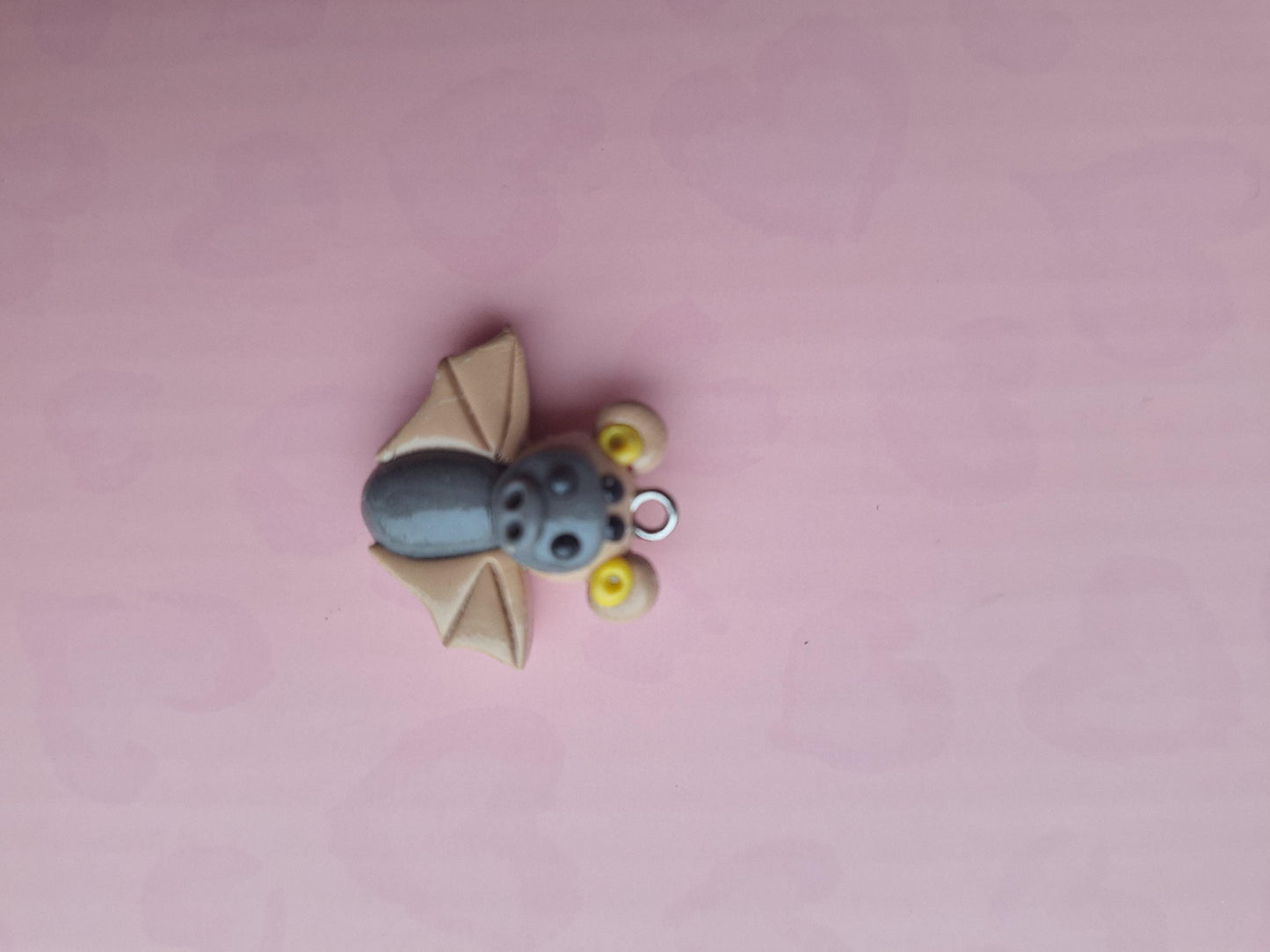 Kawaii teddy bear bat charm / polymer clay holiday charms / clay charm jewelry / bat charm stitch marker progress keeper