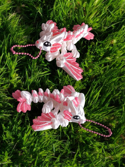 3D articulated bunny wyvern dragon keychain / 3d printed dragon animals / wyvern dragon knick knack Fidget figurines key chain bunny rabbit