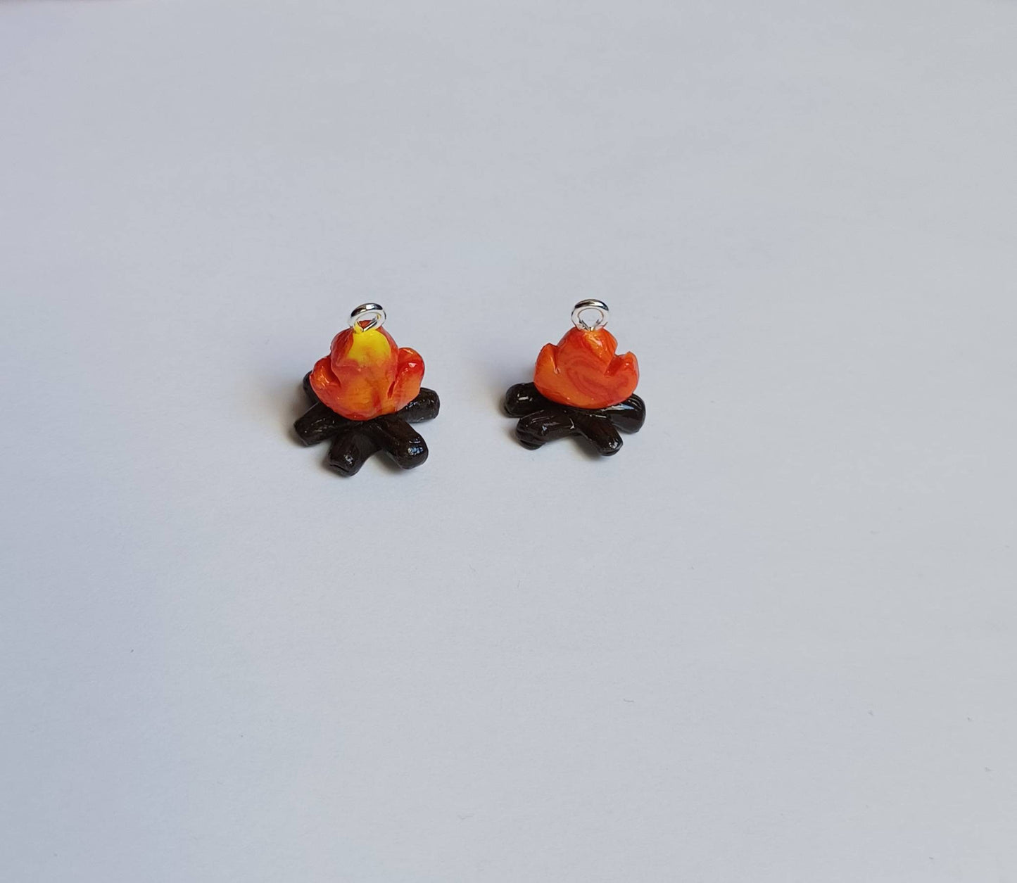 Kawaii campfire charms / polymer clay camping charms / kawaii fire charms / kawaii camping jewelry