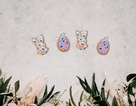 Kawaii easter sugar cookie bunny egg charms / polymer clay cookie charms / kawaii food charms / kawaii food jewelry / easter charms