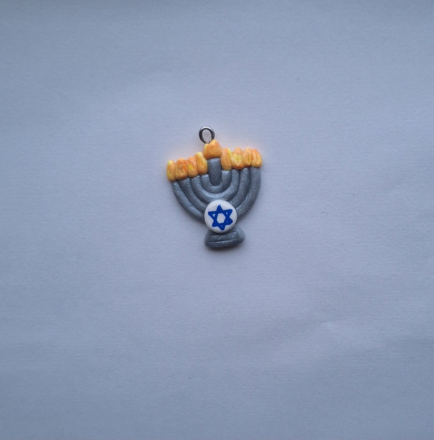 kawaii clay hanukkah menorah charms / polymer clay star of david charms / jewish jewelry charms menorah stitch marker