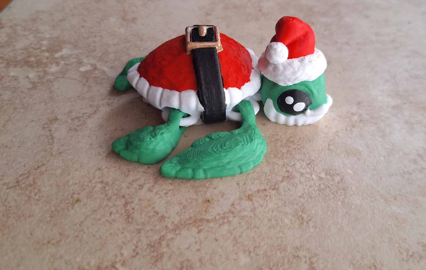 3D articulated santa christmas turtle / 3d printed turtle animals / holiday snow turtle knick knack Fidget figurines