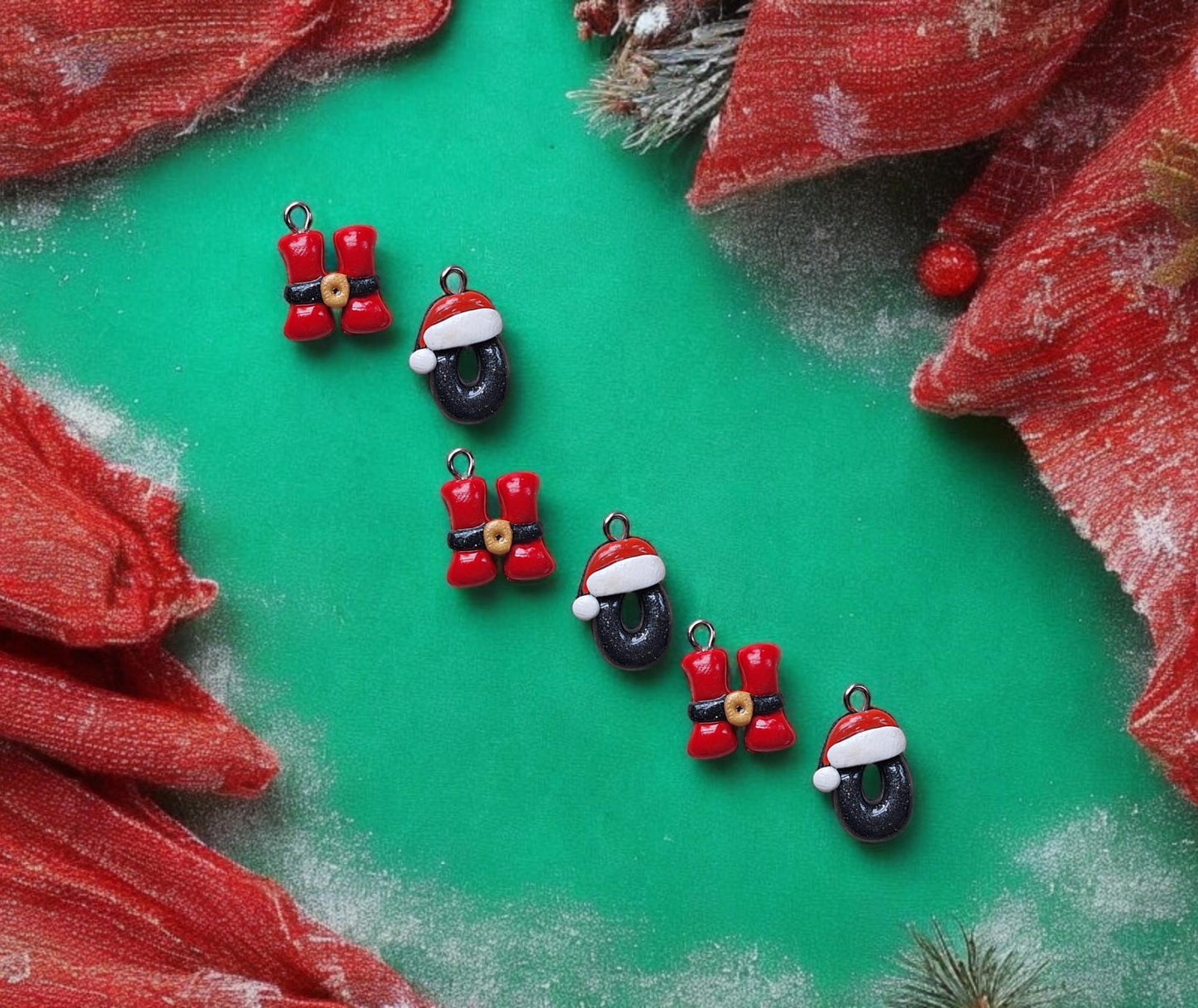 Kawaii ho ho ho santa claus clay charms / polymer clay letter charms / kawaii christmas holiday charms / kawaii nutcracker jewelry