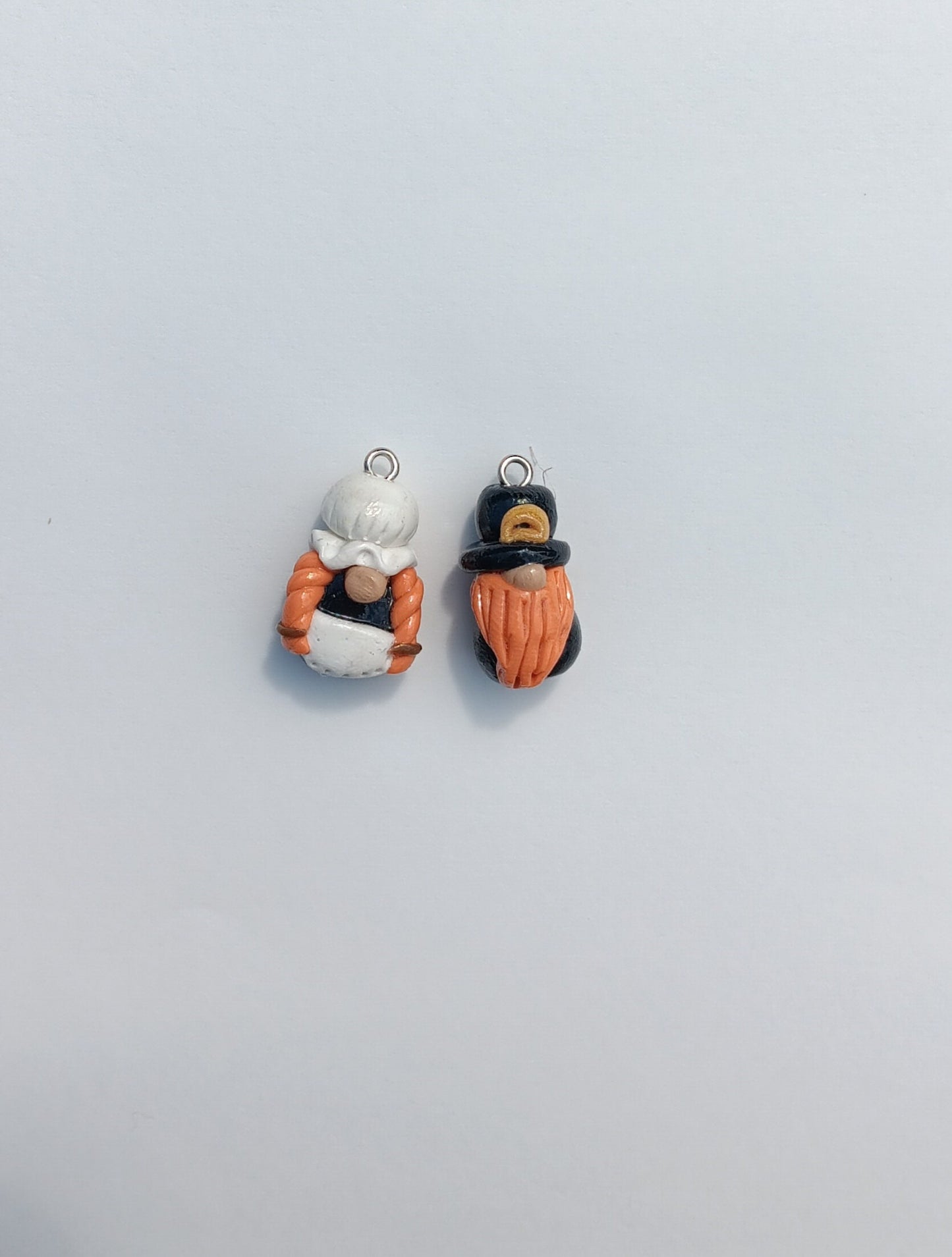 Kawaii holiday thanksgiving gnome charms / polymer clay gnome charms / kawaii toadstool charms / pilgrim amish gnome charms stitch marker