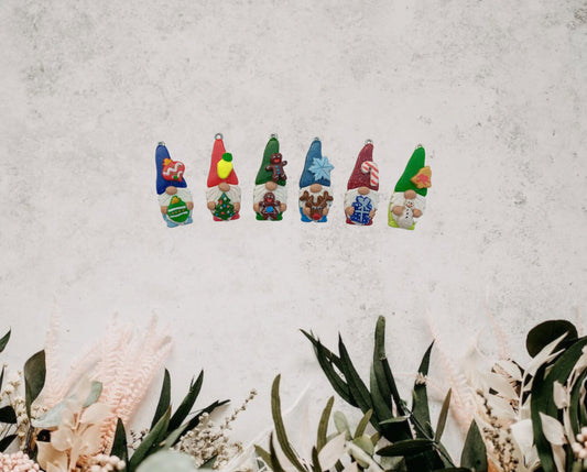 Kawaii christmas gnome charms / polymer clay gnome charms / snowflake gingerbread gnome charms / winter gnome charms jewelry stitch marker