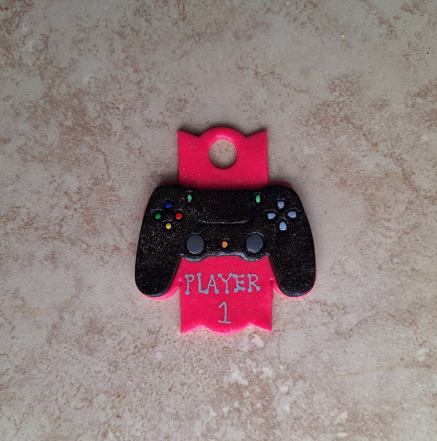 Polymer clay straw tag tumbler topper / clay tumbler accessories / game controller player one tumbler topper straw tag tumbler accessories