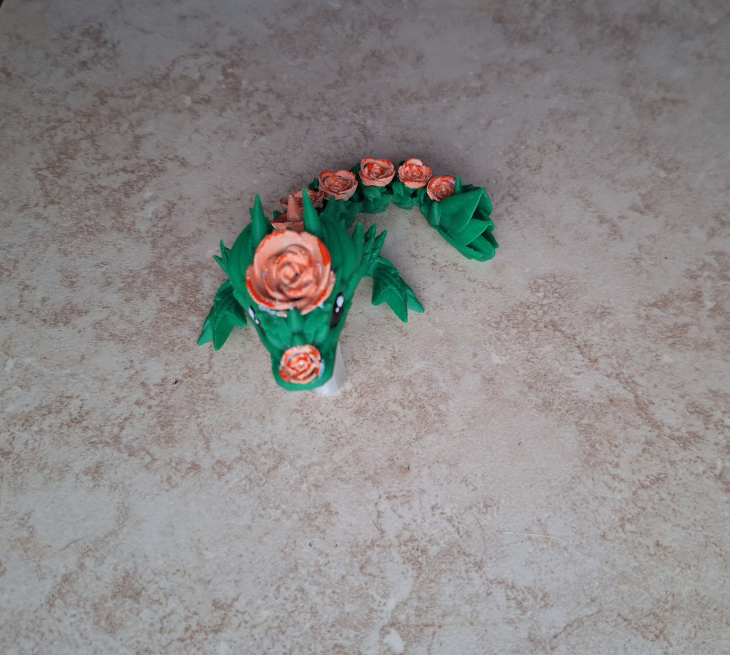 3D articulated rose flower dragon straw cap / 3d printed dragon animals / floral dragon tadling straw topper cover Fidget figurines