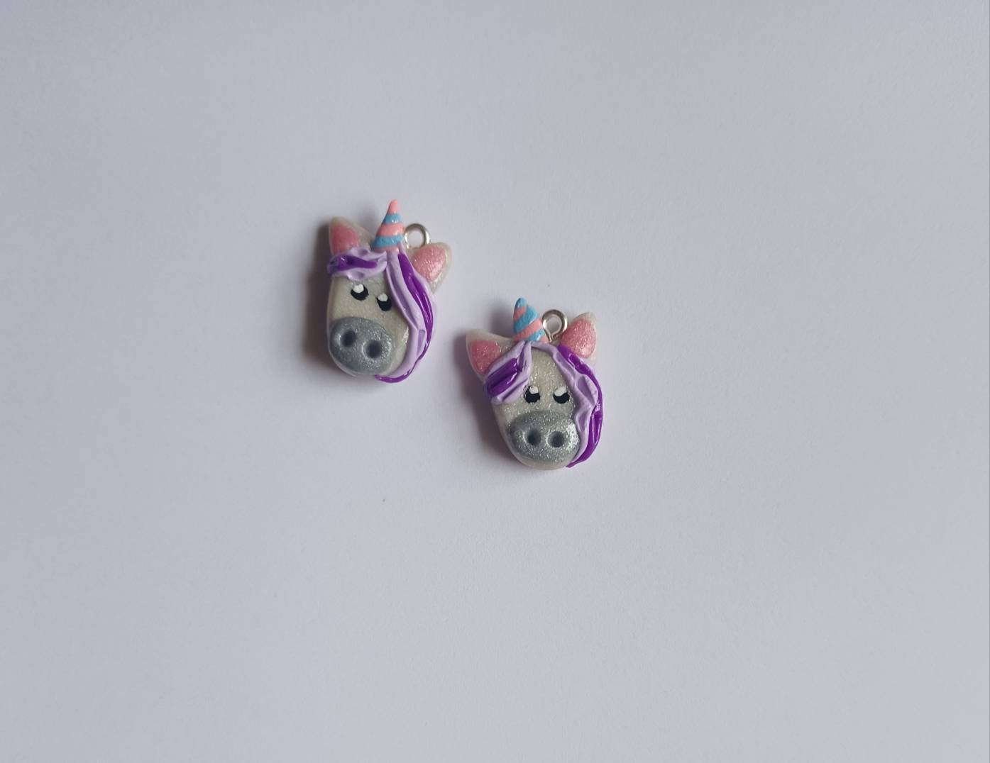 Kawaii unicorn charms / polymer clay floral unicorn charms / kawaii pink purple unicorn charms / kawaii unicorn jewelry