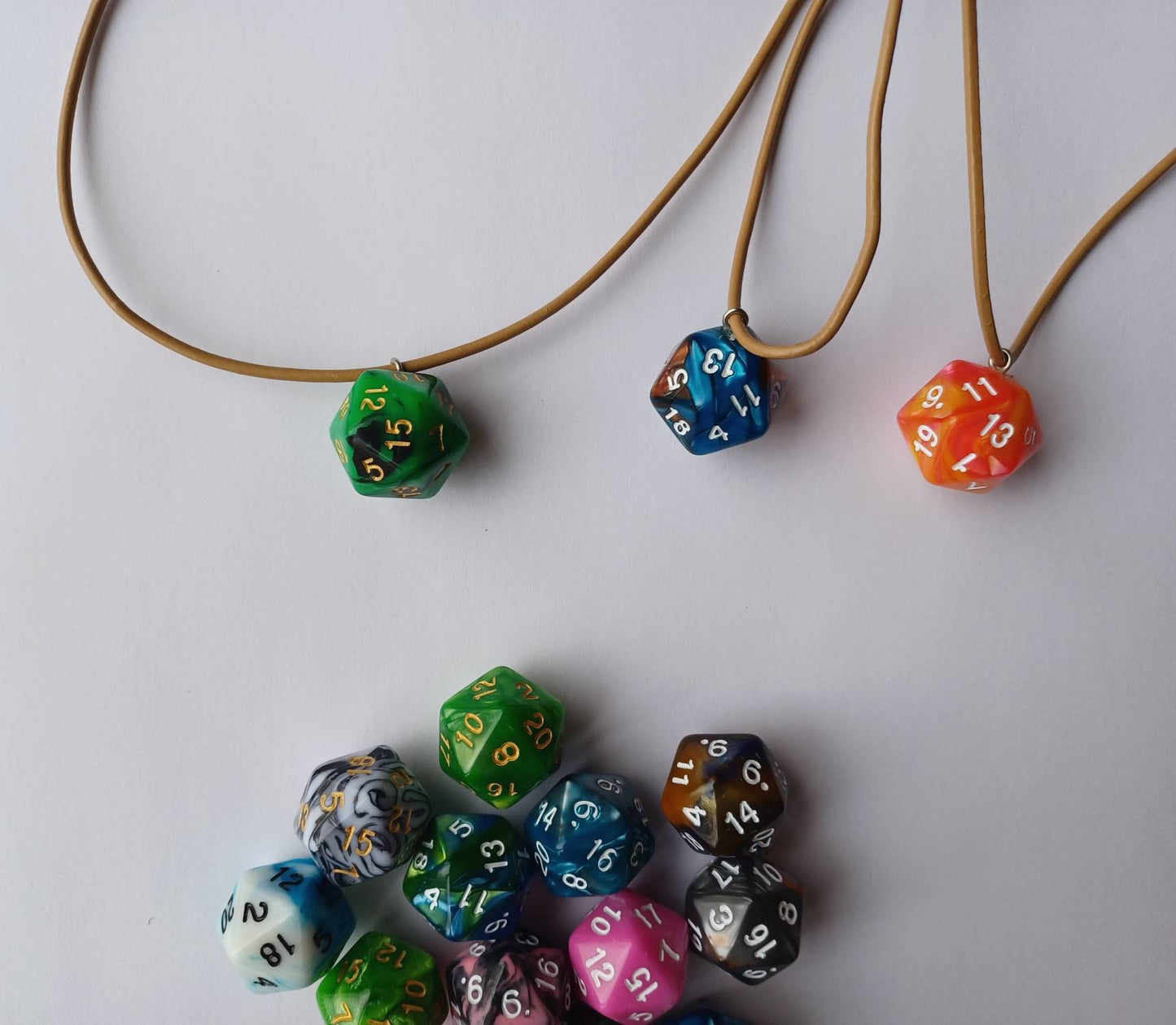 RANDOM COLOR Adjustable leather cord d20 dice necklace / d20 necklace / adjustable necklace