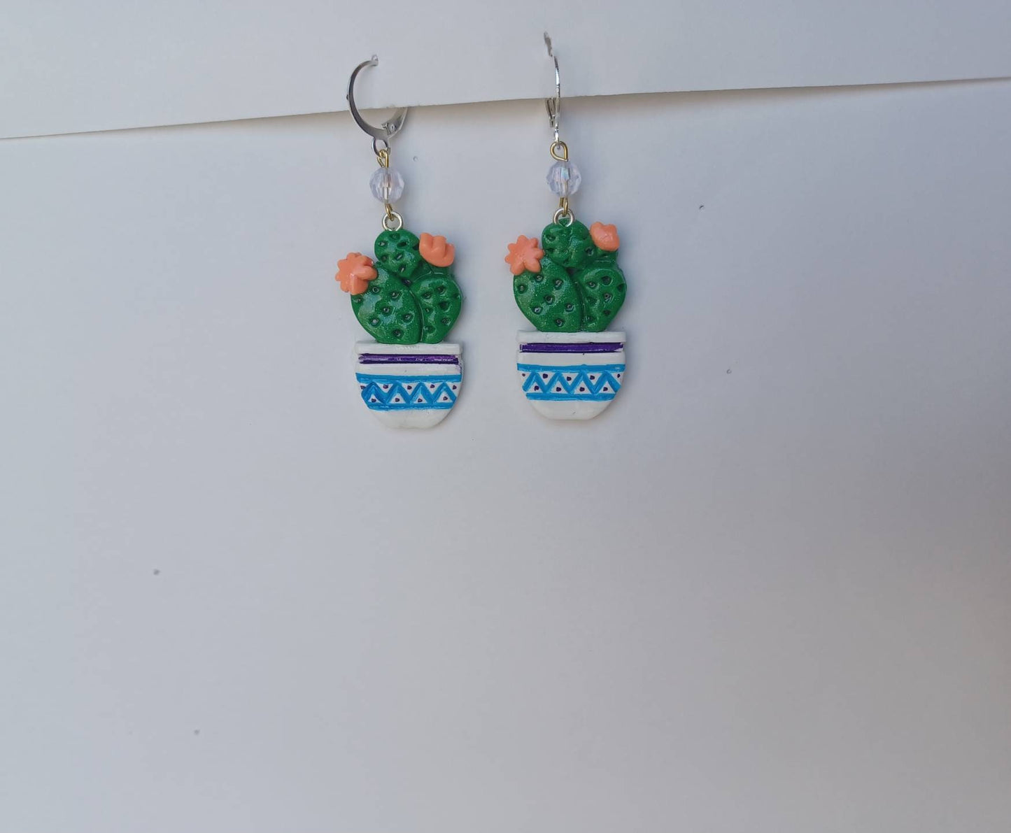 Kawaii cactus earrings / polymer clay cactus plant earrings / kawaii floral plant succulent jewelry / clay cactus