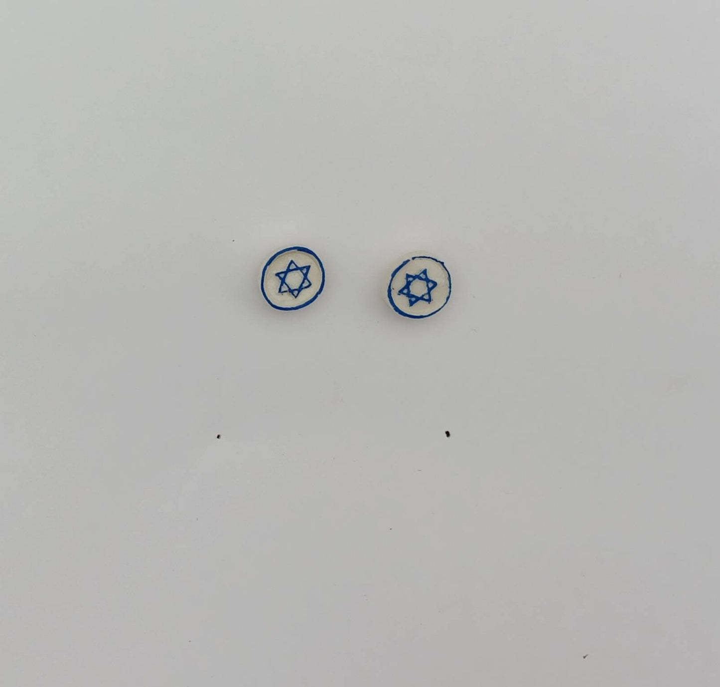 Kawaii blue silver white menorah earrings / clay menorah dangle earrings / clay Hanukkah earrings / clay star of David  jewelry