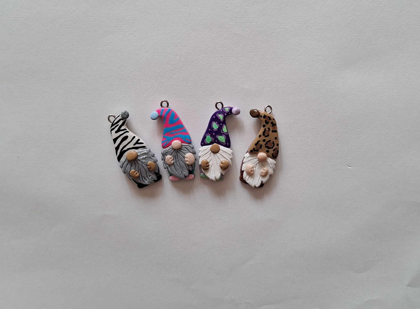 Kawaii animal print gnome charms / polymer clay zebra leopard gnome charms / leopard print gnome charms / colorful gnome charms