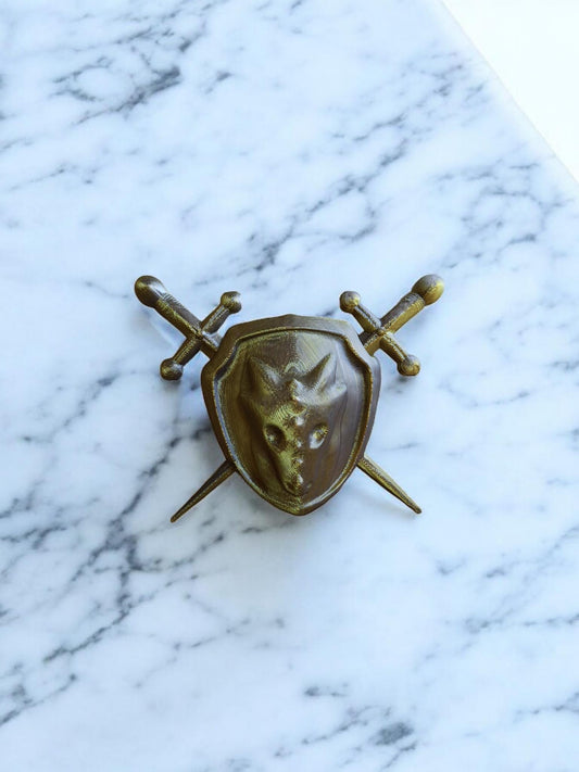 3D printed dragon shield hair bun pin / 3d printed dragon animal hair pin costume cosplay / 3d printed animals figurine knick knack