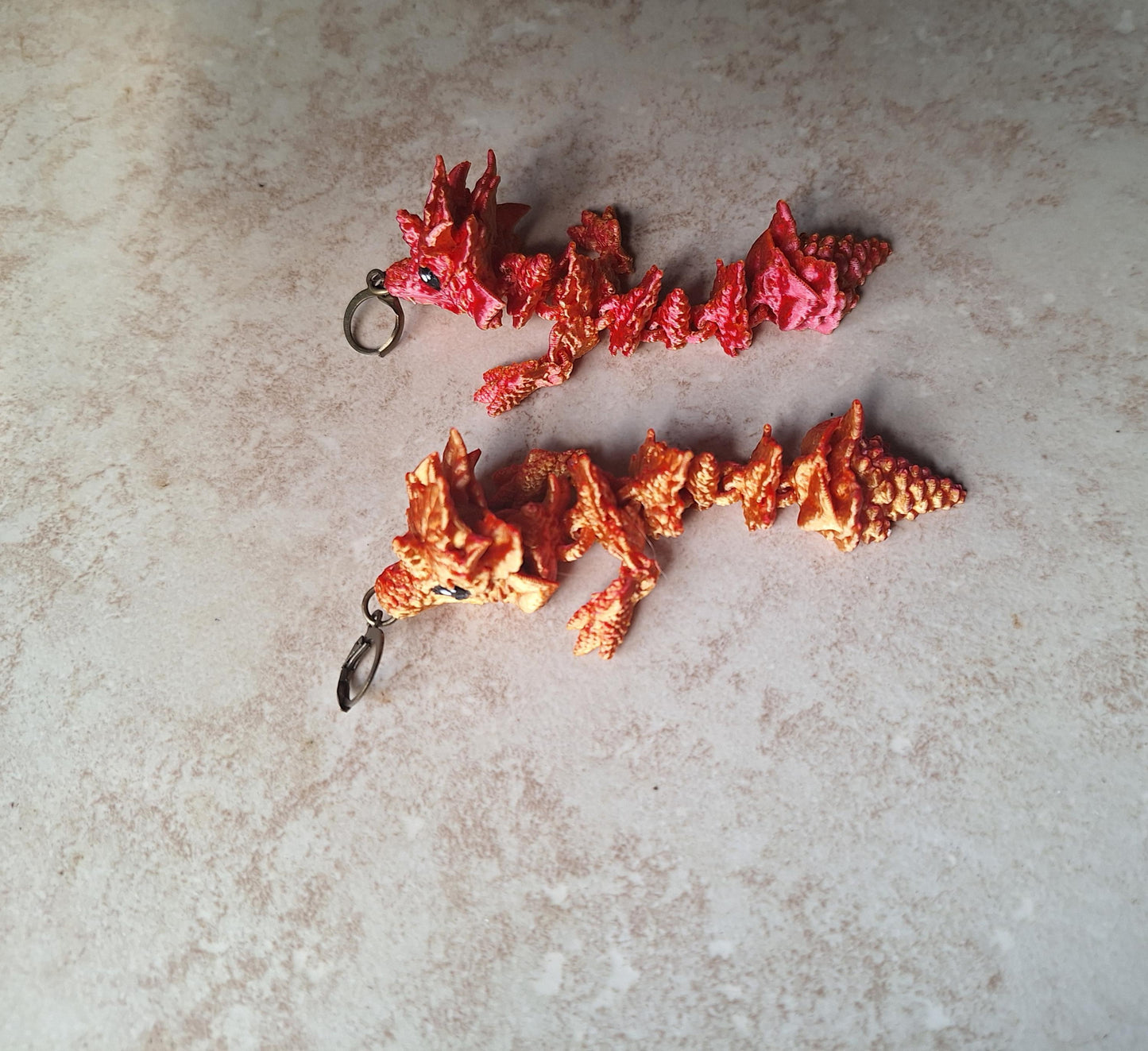 3D articulated red orange autumn tadling dragon earrings / 3d printed earrings / dragon earrings / articulated 3d fall leaf dragon jewelry