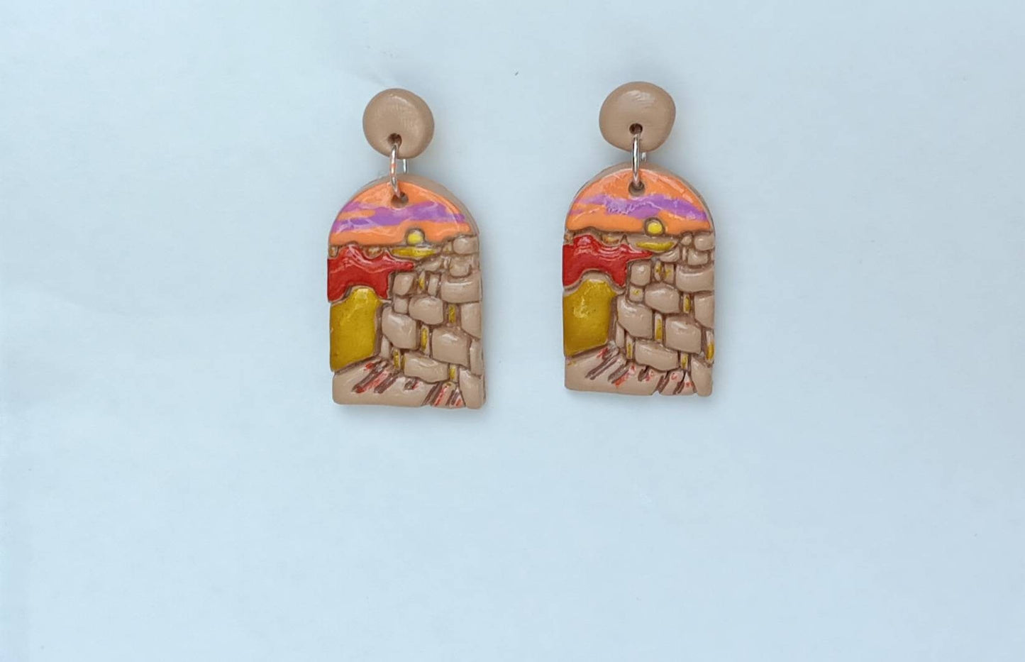Kawaii landscape skyline earrings / polymer clay Grand Canyon dangle earrings / clay grand canyon jewelry / landscape trees earrings
