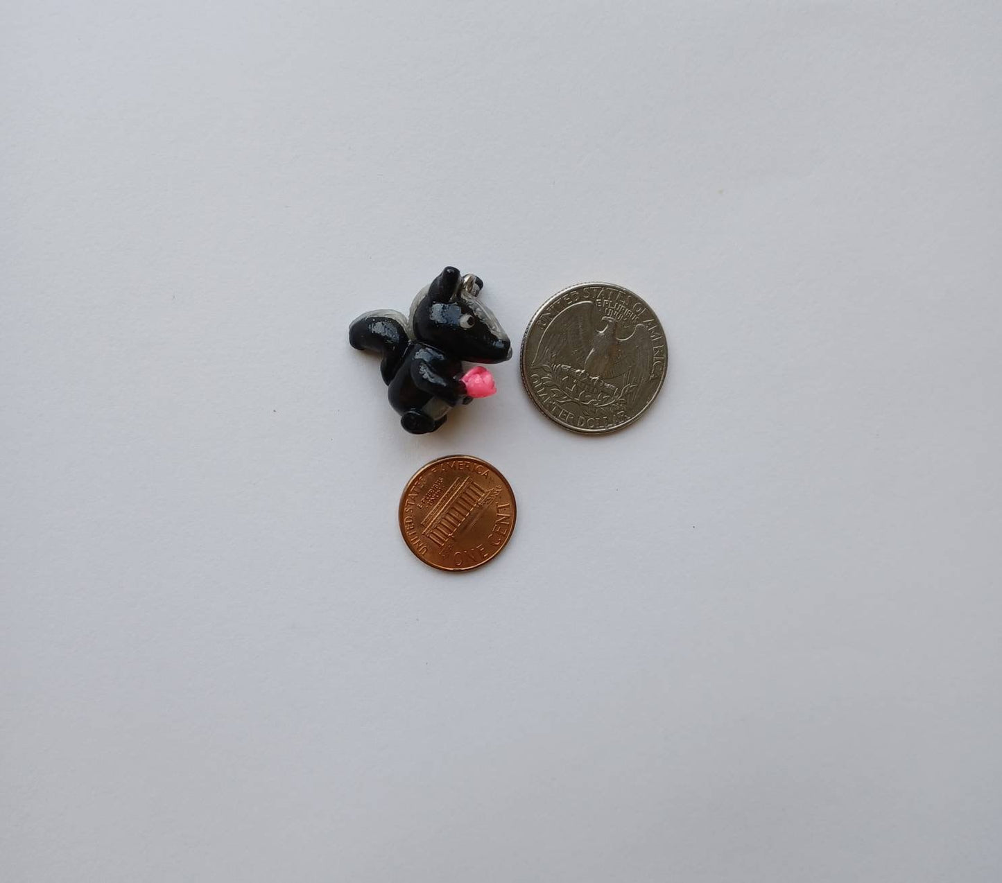 Kawaii skunk charms / polymer clay skunk with rose charms / kawaii animal charms / kawaii skunk jewelry