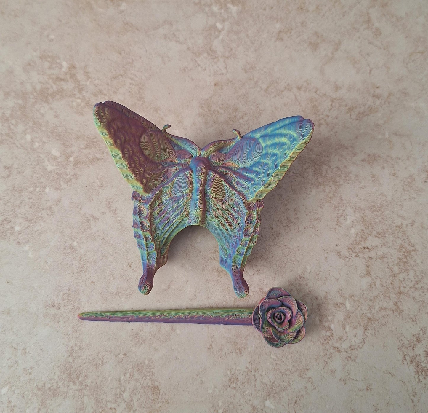3D printed butterfly hair bun pin / 3d printed butterfly animal hair pin costume cosplay / 3d printed animals figurine knick knack