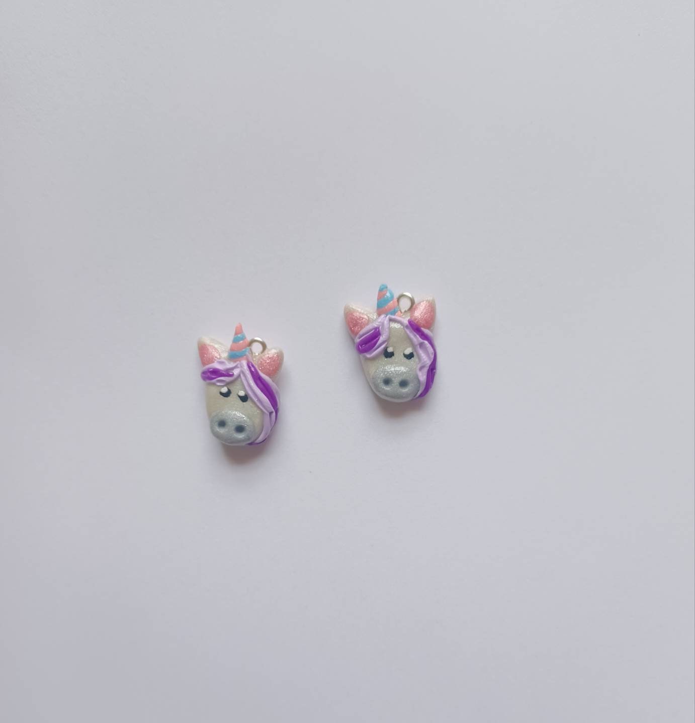 Kawaii unicorn charms / polymer clay floral unicorn charms / kawaii pink purple unicorn charms / kawaii unicorn jewelry