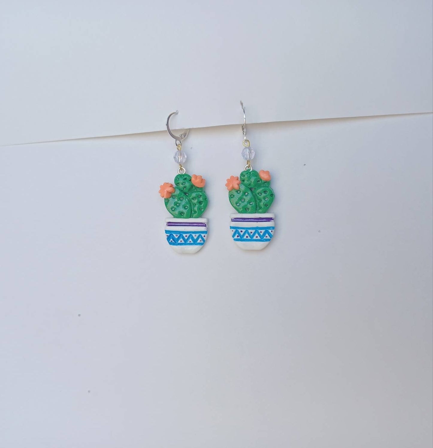 Kawaii cactus earrings / polymer clay cactus plant earrings / kawaii floral plant succulent jewelry / clay cactus