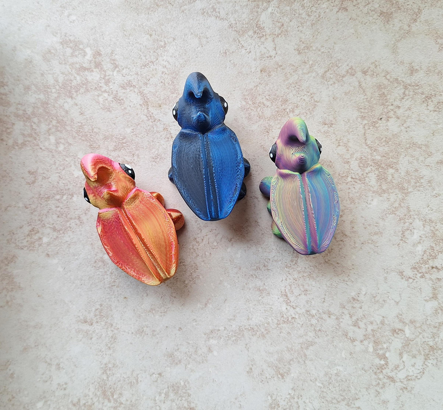 3D articulated green orange rainbow rhino beetle / 3d printed beetle bug/ 3d printed animals figurine knick knack Fidget