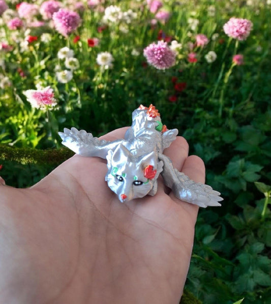 3D articulated baby fae fox / 3d printed silver fox keychain / 3d printed animals figurine knick knack Fidget