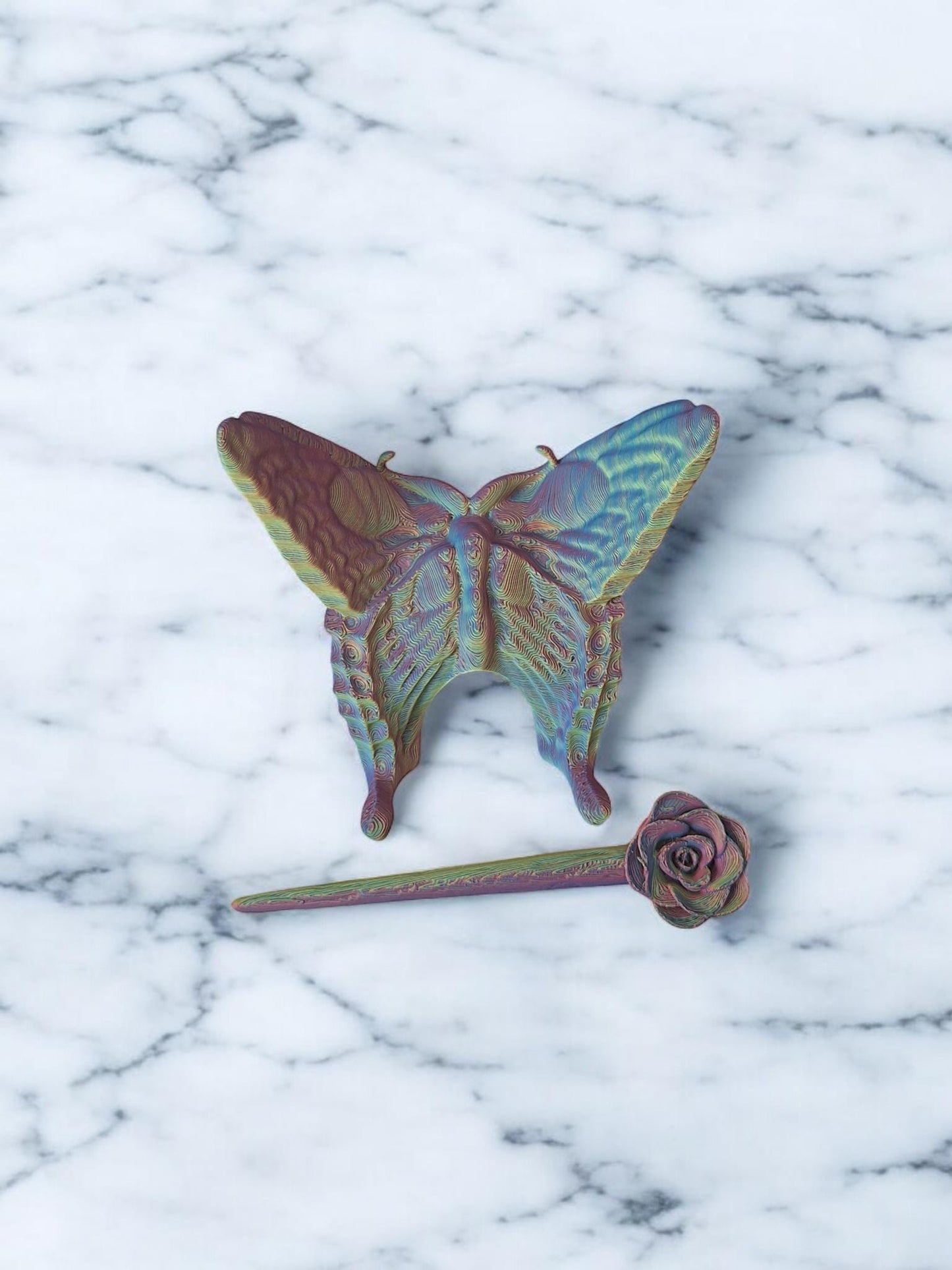3D printed butterfly hair bun pin / 3d printed butterfly animal hair pin costume cosplay / 3d printed animals figurine knick knack