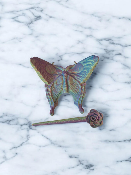 3D printed butterfly hair bun pin / 3d printed butterfly animal hair pin costume cosplay / 3d printed animals figurine knick knack