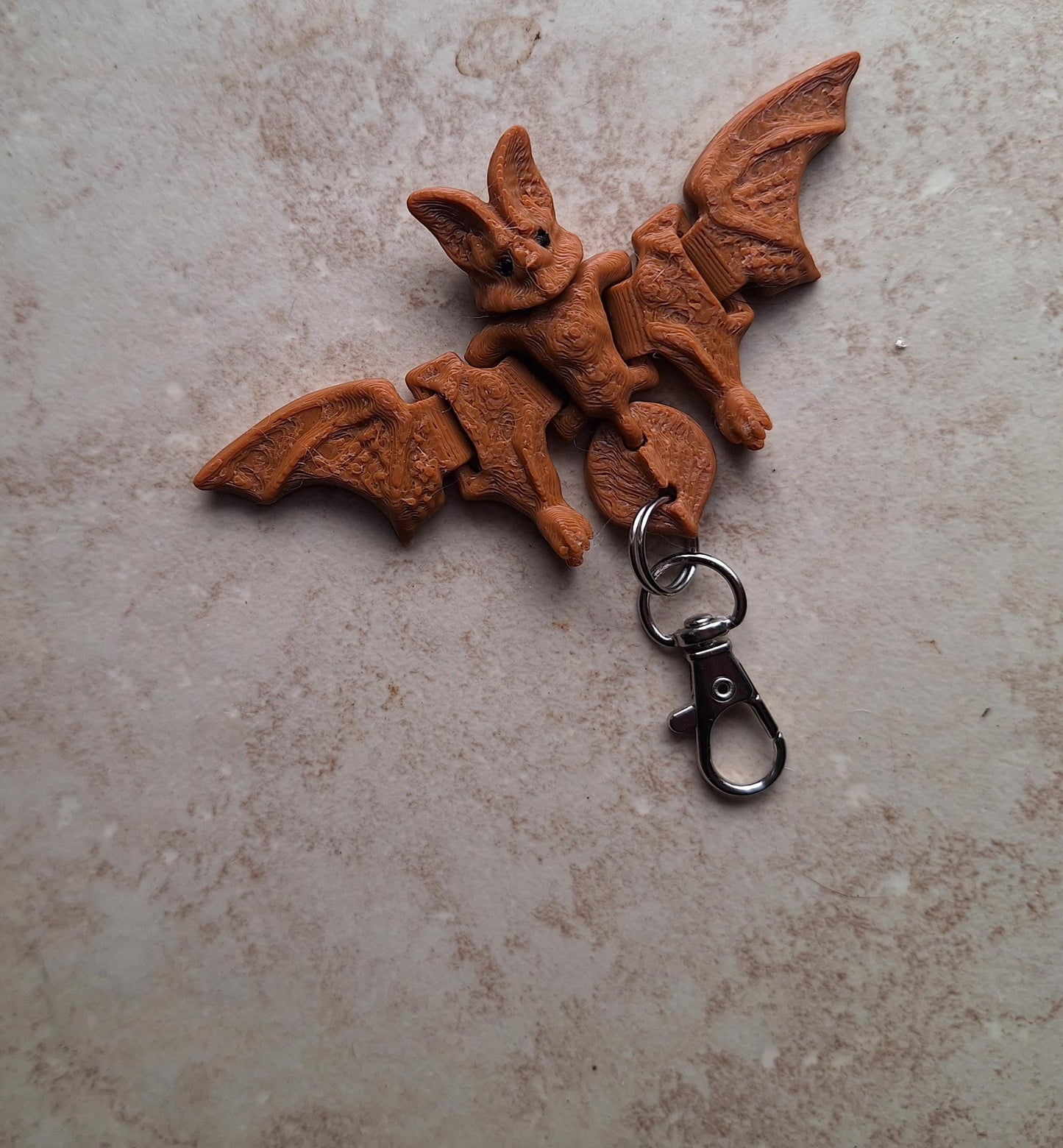 3D articulated brown bat dragon keychain / 3d printed bat 3d printed animals figurine knick knack Fidget keychain