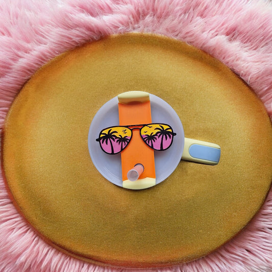 3D printed palm tree beach straw tag tumbler topper tumbler accessories / sun glass tumbler topper straw tag tumbler accessories for stanley