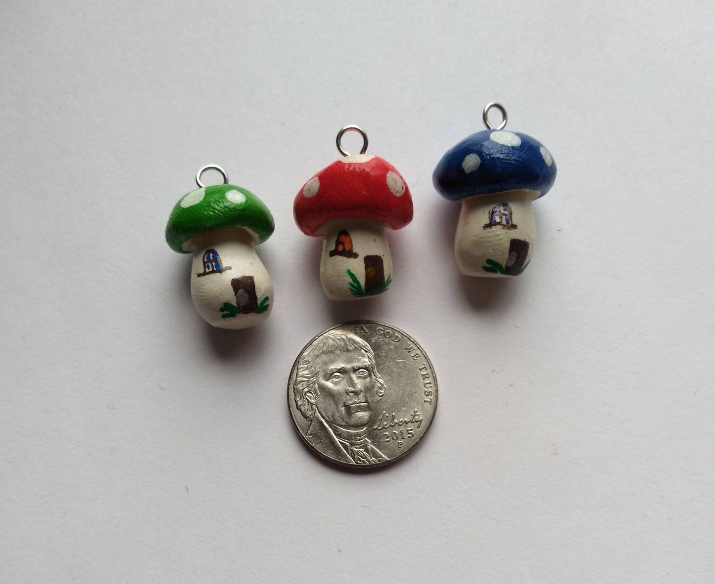 Kawaii fairy house gnome toadstool charms / polymer clay toadstool charms / kawaii toadstool charms / toadstool charms