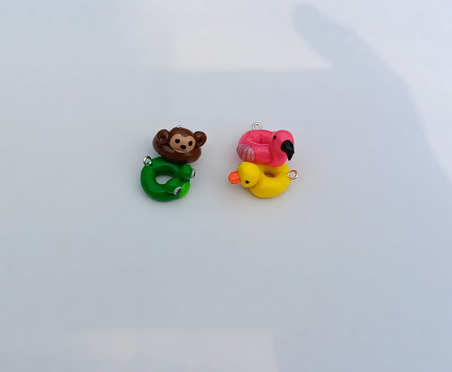Kawaii summer beach floatie flamingo charms / polymer clay animal charms / animal floatie charms / animal floaty charms frog duck monkey