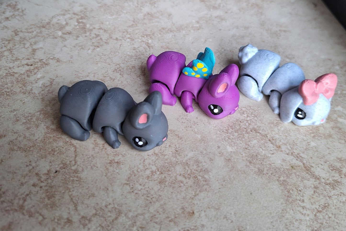 3D articulated bunny rabbit / 3d printed bunnies / 3d printed animals figurine knick knack Fidget easter decor