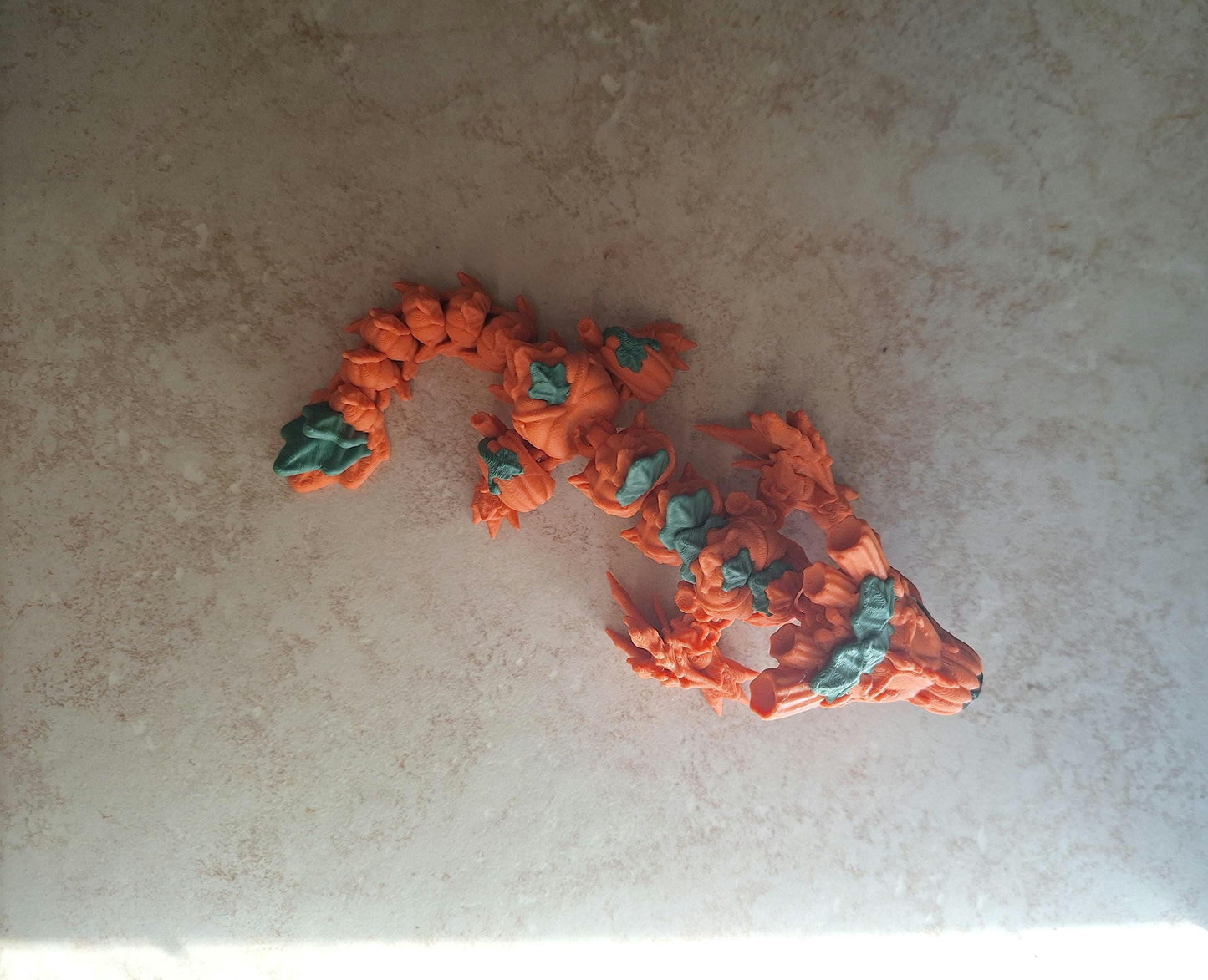 3D articulated orange pumpkin wyvern dragon straw cap / 3d printed dragon animals / pumpkin fall dragon straw topper cover Fidget figurines