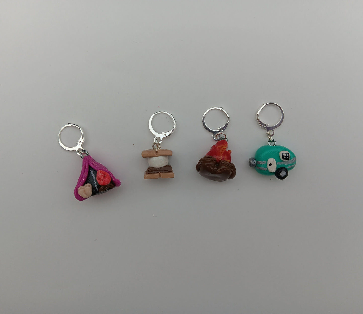 Stitch markers set 4 happy camper bundle / summer spring adventure stitch markers / camping stitch markers / set of four tent smore