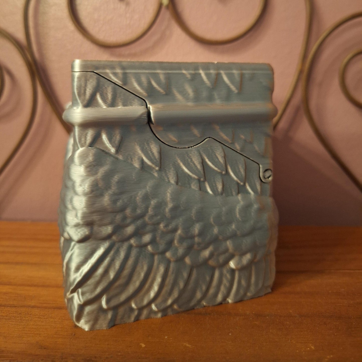 3D printed wings card deck box / 3d silver wings card box / 3d printed trading card game box accessories