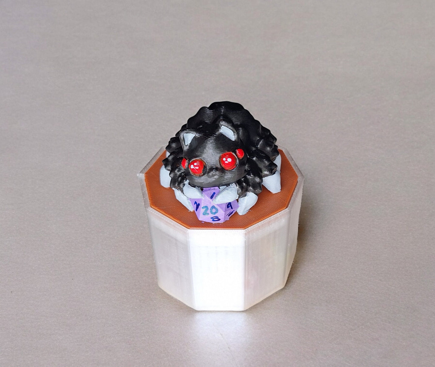 3D printed and painted spider kitty cat dice holder / 3d spider cat storage box display / 3d printed dice storage container
