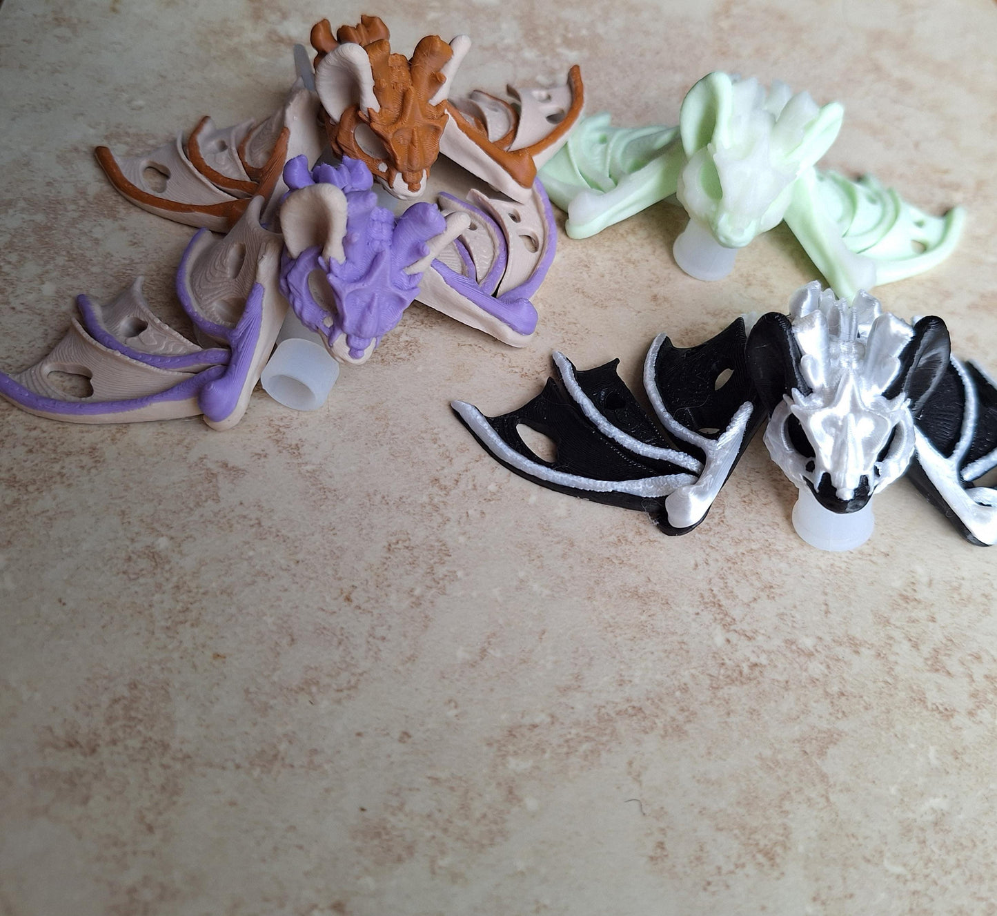 3D articulated hollow black bat straw cap / 3d printed bone bat spooky animals / halloween bat straw topper cover Fidget figurines glow