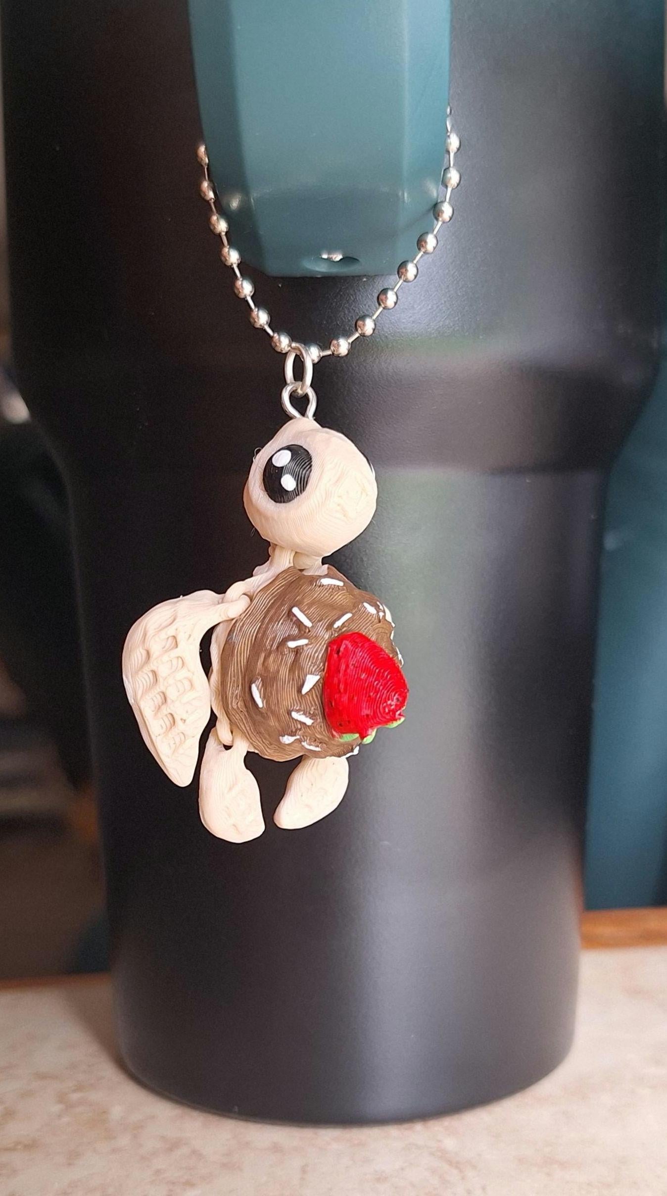 3D articulated chocolate ice cream turtle tumbler handle charm / 3d printed turtle animal dessert icecream scoop turtle tumbler charm Fidget
