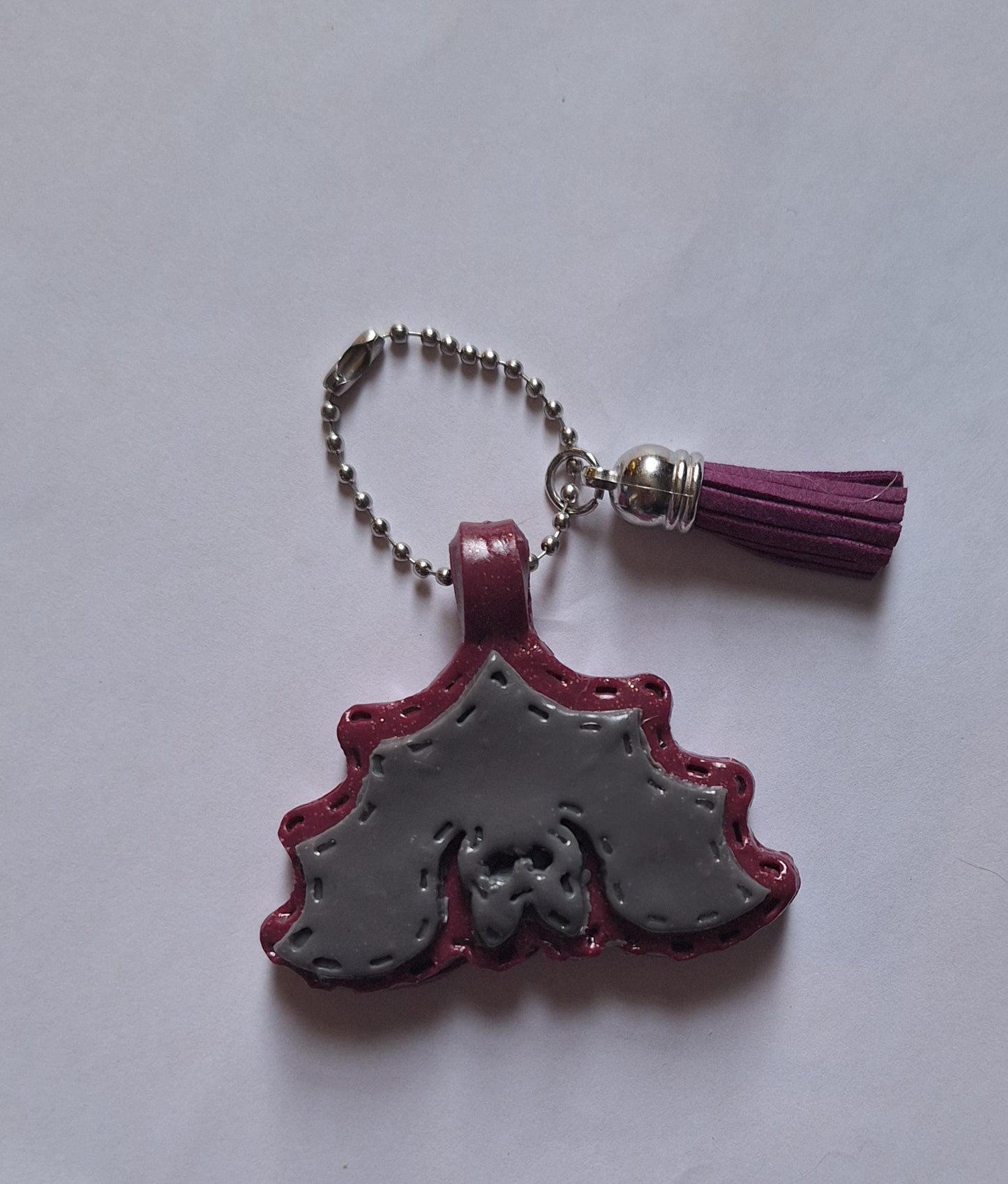 Polymer clay bat faux leather look stitch style keychain / cute clay bat animal bag accessories fall halloween key chain