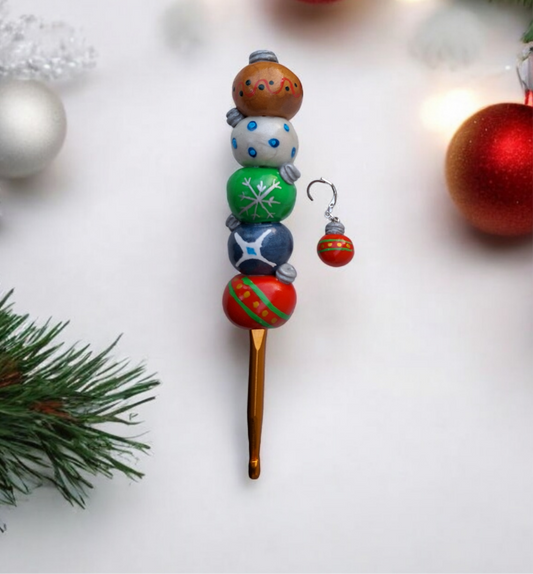 Polymer clay cute christmas holiday ornament stack crochet hook