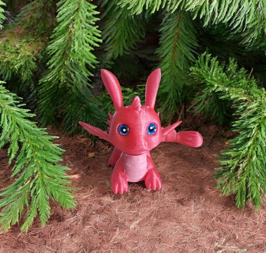 3D printed articulated bunny dragon / 3D printed pink glitter bunny dragon Serev3d desgin