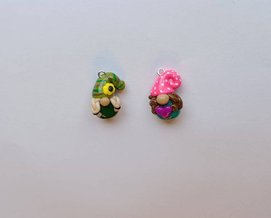 Kawaii fairy gnome toadstool charms / polymer clay gnome charms / kawaii toadstool charms / gnome charms sunflower heart