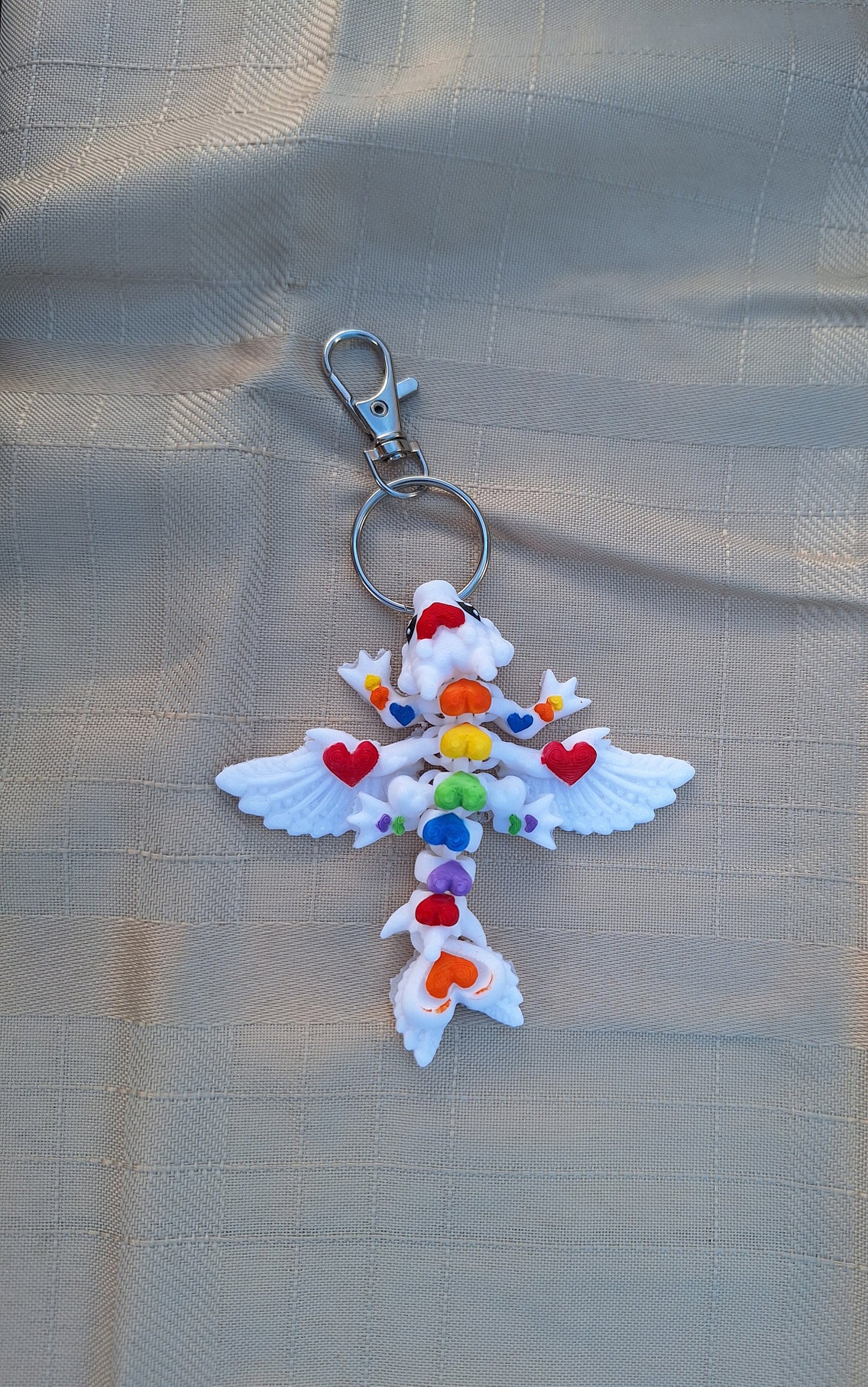 3D articulated light heart dragon keychain / 3d printed dragon animals / rainbow heart dragon knick knack Fidget figurines key chain