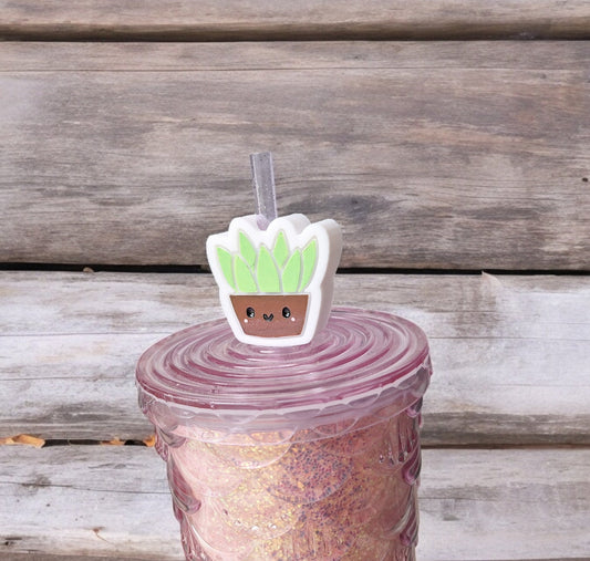 3D printed succulent plant straw buddy charm tumbler accessories / tumbler charm straw buddy / kawaii succulent straw topper charm